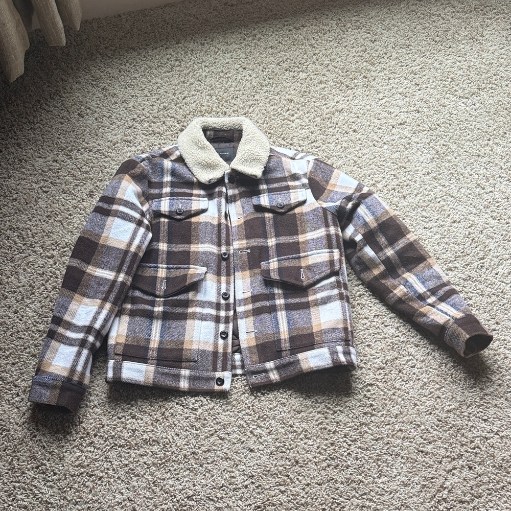 Banana Republic Cream and Brown Sherpa Jacket